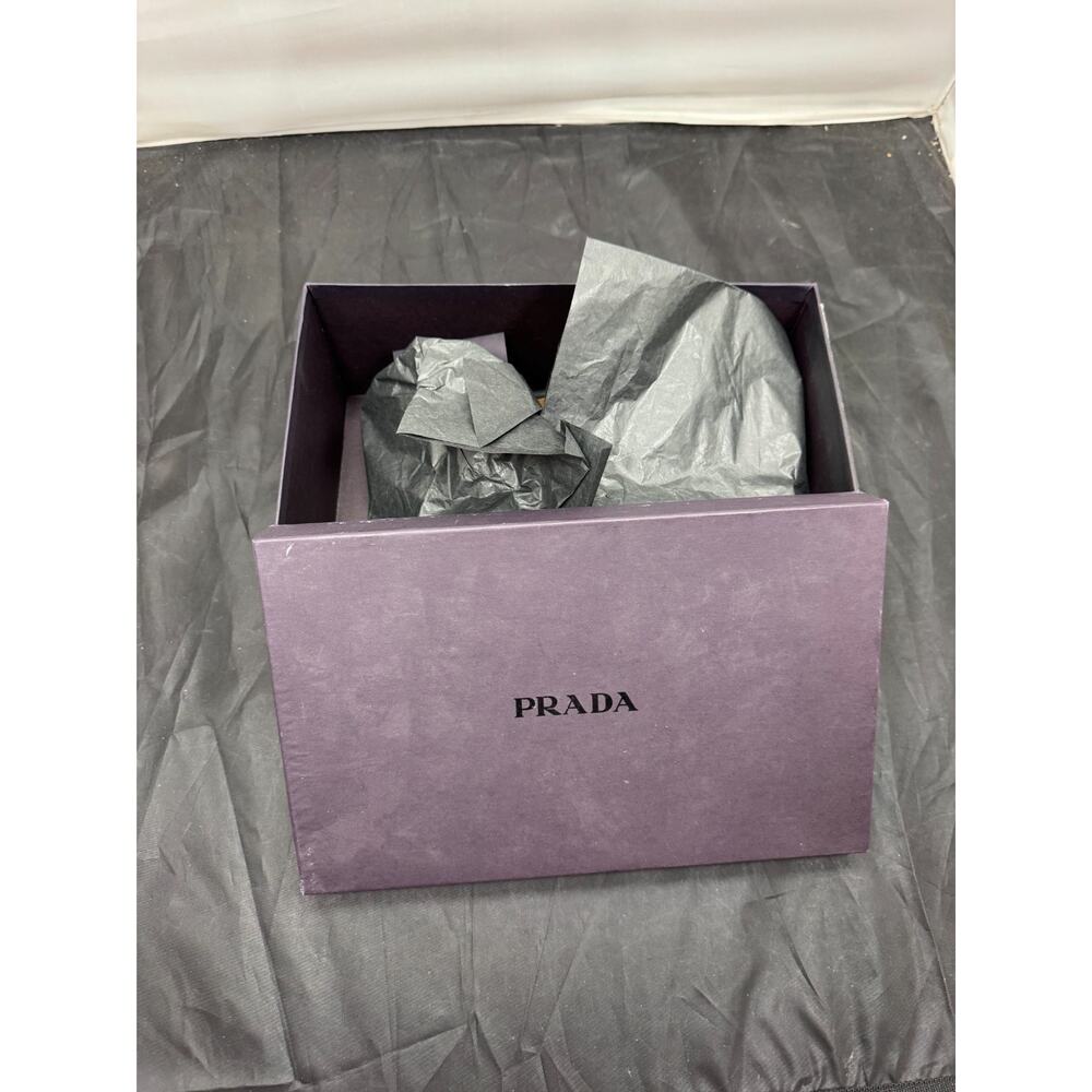 Prada 1X871R Antic Calf Slingback Heels Cuoio Bianco Tan White US 8.5 EU 38.5 - Picture 10 of 10